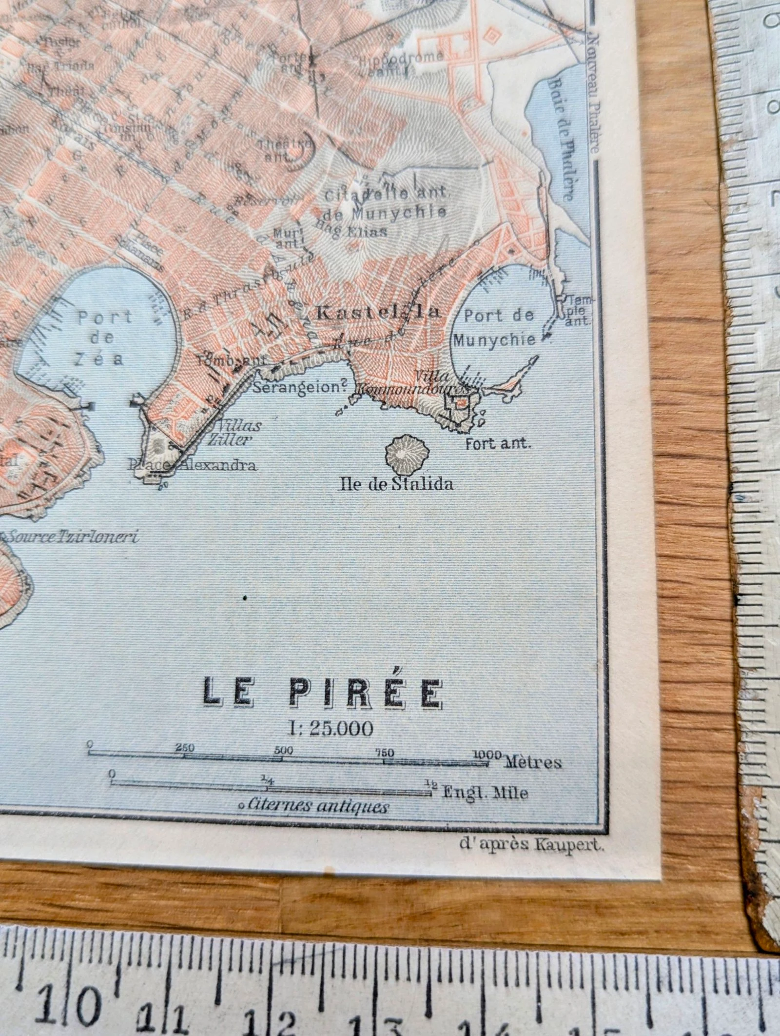 O Pireu, Atenas, pequeno mapa original impresso em 1910. – photo 5